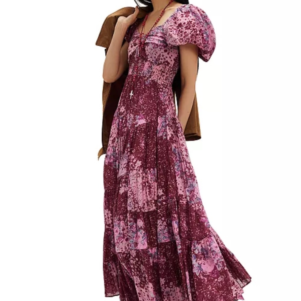 Free People Sundrenched Short Sleeve Maxi Dress